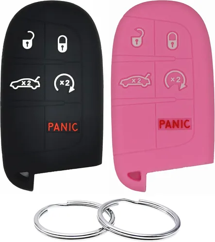 Miniatura 13 de REPROTECTING Funda de llavero de goma de silicona Compatible con Chrysler 200 300 2011-2021 Dodge Challenger Charger Dart Durango Journey Fiat 500 L