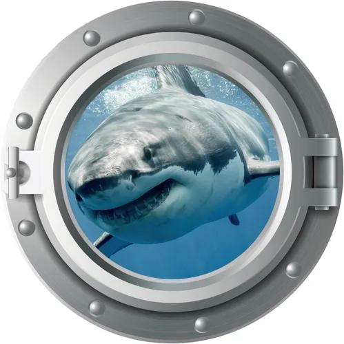 Miniatura 10 de Niwo ART - Calcomanía 3D de delfín A, ojo de buey marino bajo el agua, adhesivo de pared autoadhesivo para despegar y pegar (12 pulgadas)