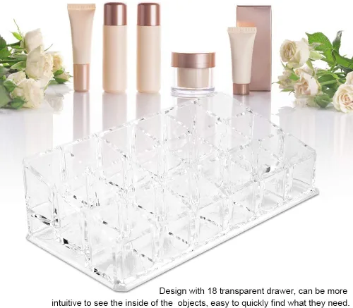 Miniatura 4 de Acouto Organizador de lápiz labial portátil con 18 ranuras, mini gabinetes, cajón, joyería, maquillaje, cosméticos, caja de almacenamiento, soporte