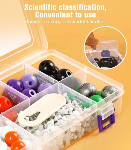 Miniatura 4 de Kit de modelo de química orgánica, 124 piezas, kit de modelo molecular portátil para clases de química, conjunto de modelos de elementos atómicos