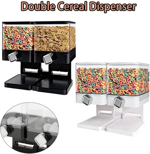 Miniatura 7 de SEIWEI Dispensador de alimentos multifunción para almacenamiento de cereales con bandeja inferior desmontable para organización de cocina, grano