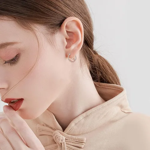 Miniatura 6 de VONALA Bonitos aretes de aro de plata de ley 925, regalos de cumpleaños para mujeres y niñas