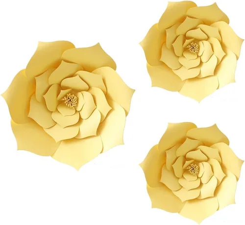 Miniatura 4 de N/C 3 piezas de flores de papel para fiesta, flores de papel para fondo de boda, decoración DIY hecha a mano para fondo de boda, decoración de pared