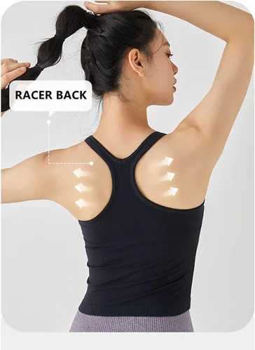 Miniatura 85 de sphinx cat - Camiseta corta de entrenamiento para mujer, camiseta sin mangas, acanalada, con espalda cruzada y brasier integrado