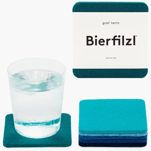 Miniatura 14 de Graf Lantz - Juego de 4 posavasos redondos de lana de merino Bierfilzl - Negro (círculos de 10 cm) - Absorbe el 30% del peso - Lana alemana