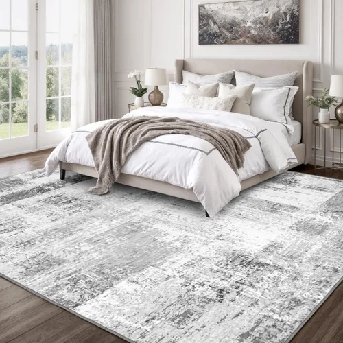 Miniatura 61 de Rugflix Alfombras de área de 8 x 10 pies para sala de estar, alfombra grande lavable, resistente a las manchas, pelo bajo, alfombra oscura moderna