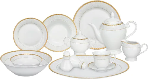 Miniatura 11 de Lorren Home Trends Juego de vajilla de porcelana de 57 piezas, Iris, servicio para 8