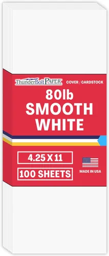 Miniatura 25 de 200 hojas de papel para tarjetas blanco brillante liso de 80#, 10,2 x 22,9 cm (4 x 9 pulgadas) Tamaño de inserción para sobre #10 - 36 kg/libra