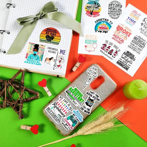 Miniatura 9 de BulbaCraft 100 piezas de pegatinas divertidas de asistente médico, regalos de asistente médico para mujeres y hombres, regalos para mujeres