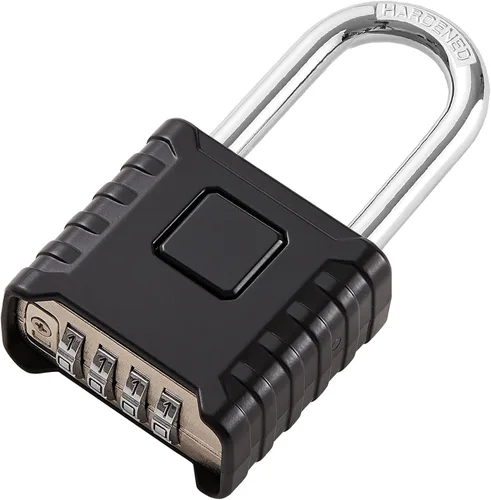 Miniatura 12 de 1 cerradura de combinación de 4 dígitos resistente, desbloqueo con un toque, función antierror, candado grande impermeable de alta seguridad