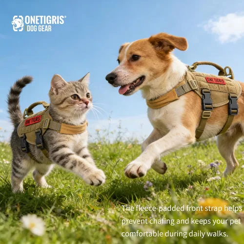 Miniatura 5 de Arnés táctico para perro, chaleco Milltary con mango vertical duradero para perros XXS Marrón