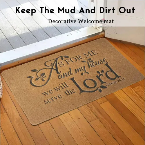 Miniatura 5 de Tapete de fibra de coco para exteriores para la entrada del hogar, As FOR ME and My House We Will Serve The Funny Doormats, felpudo de puerta