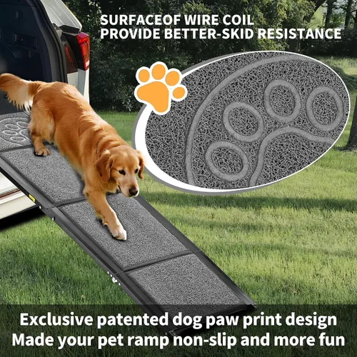 Miniatura 5 de Rampa para Perros para Automóvil de 63" de Largo y 17.3" de Ancho, Rampas Portátiles para Perros Grandes con Superficie de Alfombra Antideslizante