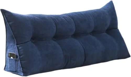 Miniatura 8 de Almohada de lectura extragrande para cabecero, almohada triangular de apoyo para la espalda, almohada extraíble de terciopelo para cabecero