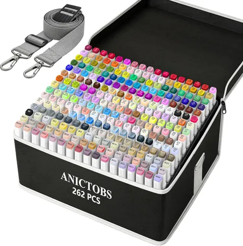 Marcadores de alcohol de 262 colores con soporte base, marcadores de dibujo artístico, perfectos para estudiantes, niños y adultos, cómics, bocetos,
