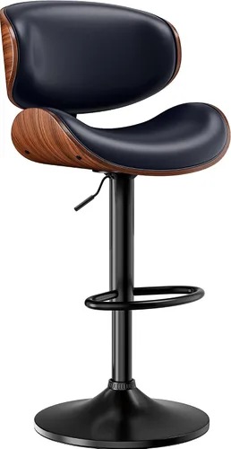Miniatura 18 de Taburetes de bar, taburetes de bar giratorios ajustables para isla de cocina, sillas de barra de cuero moderno de mediados de siglo de altura