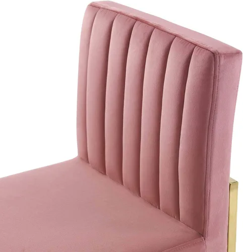 Miniatura 8 de Modway EEI-3806-GLD-DUS Carriage Channel - Silla de comedor de terciopelo con base copetuda, color rosa polvoriento dorado