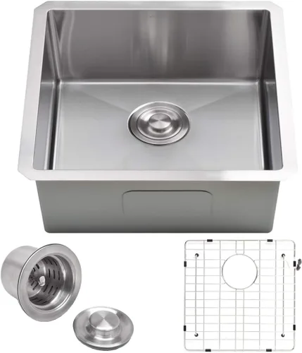 Miniatura 12 de VADANIA - Fregadero de barra de cocina de 20 pulgadas, 20"x18"x10", de un solo tazón, de montaje inferior, acero inoxidable calibre 18 T304, acabado
