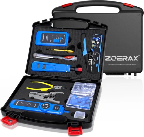 Miniatura 9 de Herramienta de crimpado RJ45, kit de herramientas de crimpado Cat7 Cat6 Cat5 con cortador de alambre, probador de cables de red, mini pelacables