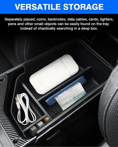 Miniatura 3 de Autorder Organizador de consola central para accesorios Kia EV6 2022 2023 2024 2025 Caja de almacenamiento para reposabrazos Bandeja de inserción