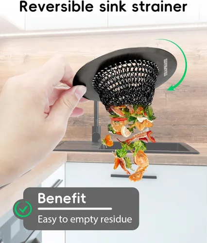 Miniatura 2 de TRAPMATE Colador de Drenaje para Fregadero, Colador de Drenaje para Fregadero de Cocina de Malla de Cadena Reversible, Fácil de Limpiar, Colador