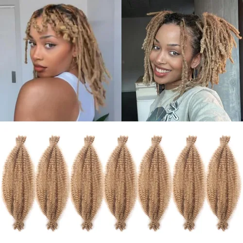 Miniatura 69 de 3 paquetes de cabello trenzado Marley Twist de 8 pulgadas, cabello afro twist elástico preseparado para rastas suaves de imitación, cabello
