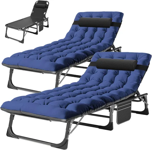 Miniatura 24 de ABORON Silla de bronceado resistente, silla de descanso plegable de 5 posiciones para exteriores con almohadilla, silla de playa portátil para tomar