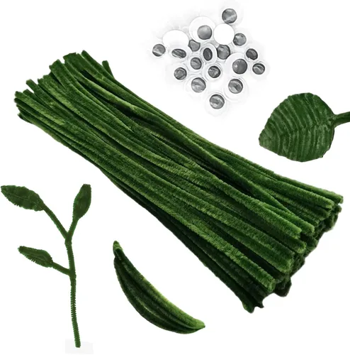 Miniatura 7 de Cldamecy 100 limpiadores de tuberías blancos con 20 ojos salteados, tallos de felpilla para proyectos de manualidades, limpiadores de tuberías
