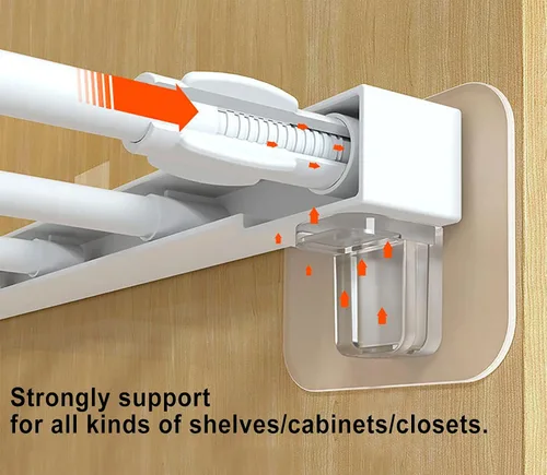 Miniatura 3 de Soporte de estante sin perforaciones, clips autoadhesivos para estantes de gabinete de cocina, estantes de libros, soportes de partición fuertes