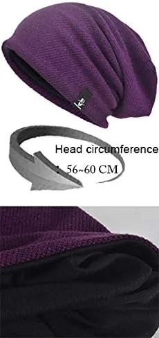 Miniatura 5 de VECRY Gorro holgado para hombre, gorro de punto de calavera, largo, holgado, hip-hop, invierno, verano, B305