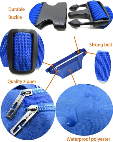 Miniatura 88 de Bolsa de cintura ultrafino con ranuras c/visualización para tarjeta de crédito, para deportes, aire libre, correr, caminar, viajes.