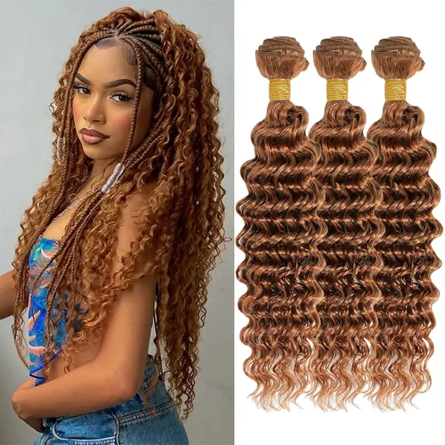 Miniatura 141 de Color 30 paquetes de cabello humano marrón onda del cuerpo paquetes 8 10 12 pulgadas brasileño virgen Remy extensiones de cabello humano doble trama