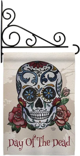 Miniatura 8 de Bandera de arpillera para jardín del Día de los Muertos, fiesta mexicana, otoño, pequeño regalo, decoración para patio, casa, de doble cara