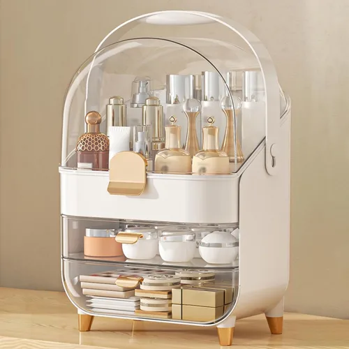 Miniatura 17 de Organizador de maquillaje para encimera, soporte para cuidado de la piel, organizador de mostrador de baño, caja de almacenamiento, vitrinas