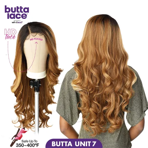 Miniatura 4 de Sensationnel Butta - Pelucas de encaje – Unidad 7 extra ancha de 5 pulgadas de profundidad, línea de cabello sintético previamente despuntada, sin