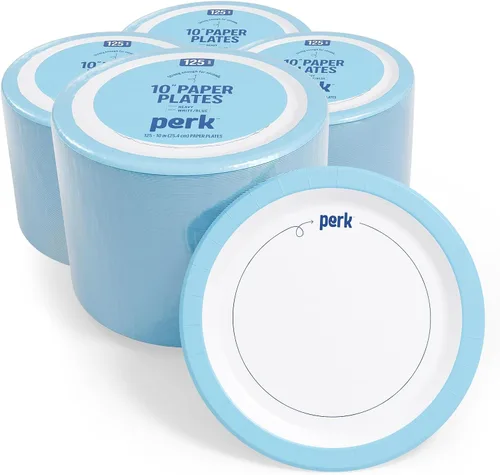 Miniatura 7 de Perk - Platos de papel de 9 pulgadas, 1000 unidades a granel, platos desechables sin revestimiento para cenas, fiestas y uso diario