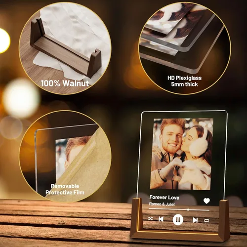 Miniatura 3 de LUCKOR - Placa decorativa con temática de Spotify, regalos personalizados para él y ella, portarretratos para novio, novia, parejas, esposa