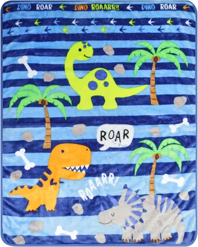 EVERYDAY KIDS Manta para Niños Pequeños - 30" por 40" - Roarin Dinos - Súper Suave, Afelpada, Cálida y Cómoda Dinosaurios