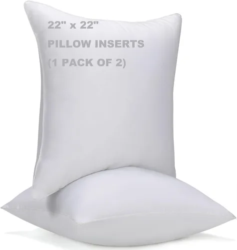 WINGLAM, Rellenos de almohada, almohadas decorativas, relleno de funda, blanco, paquete de 2, 22 x 22 pulgadas, hipoalergénico, poliéster, ultra