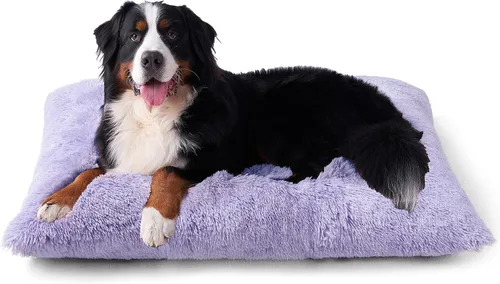 Miniatura 15 de EHEYCIGA Cama Esponjosa para Jaula de Perros Grandes, Almohadilla de Jaula de Piel Sintética Afelpada, Cama Calmante Anti-Ansiedad para Perros Negro