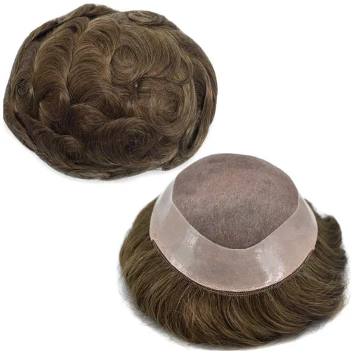 Miniatura 13 de Toupee - Sistema de cabello humano de repuesto para hombre, postizo fino monofilamento de piel de polietileno duradero alrededor de monofilamento