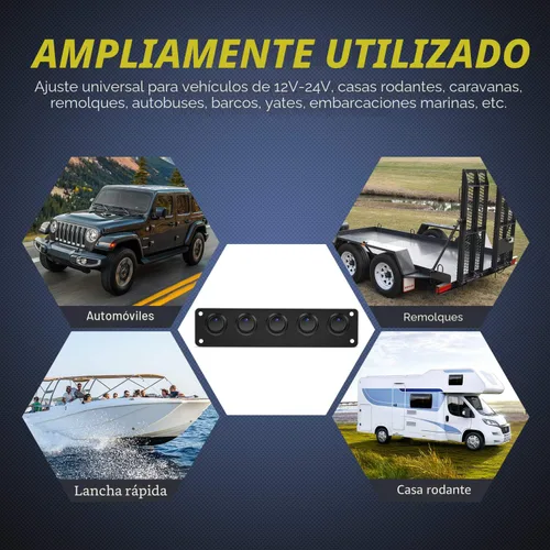Miniatura 7 de Nilight Panel interruptor basculante de 5 bandas con 3 pines, resistente al agua, interruptores de palanca de encendido/apagado para automóvil, Azul