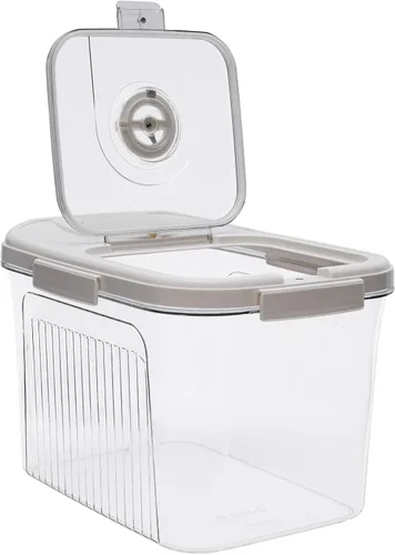 Recipientes de alimentos de plástico con tapa y temporizador, contenedores de almacenamiento de alimentos herméticos para cocina, con taza medidora