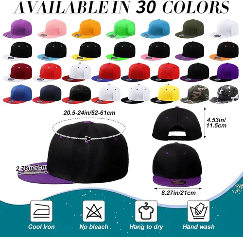 Miniatura 2 de Hicarer 30 gorras de béisbol para hombre, gorra plana a granel de ala plana