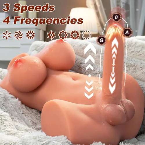 Miniatura 2 de Muñeca sexual transexual Torso Consolador de silicona Muñeca sexual eléctrica Enchufe rápido y consolador retráctil Pechos grandes de gelatina