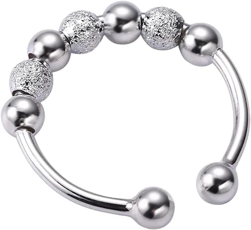 Miniatura 3 de Anillos de boda estéticos para mujeres, adolescentes, niñas, 3 piezas y cuentas en espiral, giro de una sola vuelta, anti estrés, anillos apilables