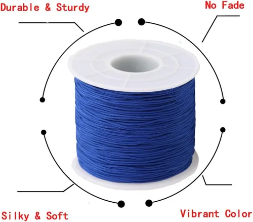 Miniatura 3 de Cordón de nailon de 0.020 in, hilo de ajuste para nudos chinos, collares, joyería, macramé, cuentas, pulseras de 150 yardas (azul)