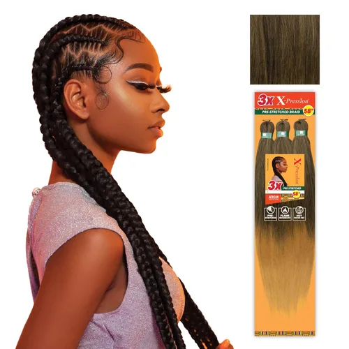 Miniatura 56 de Sensationnel X-Pression - Trenzas prestiradas, 3 unidades, 58 pulgadas, paquete de 1 unidad, 1B
