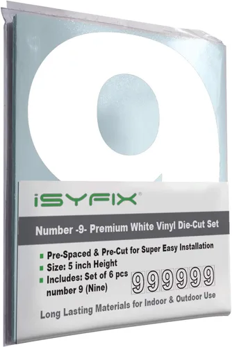 Miniatura 35 de iSYFIX - Calcomanías de vinilo blancas con número 0 (cero) - Juego de 6 unidades de 1.5 pulgadas autoadhesivas - Decalcomanías premium troqueladas