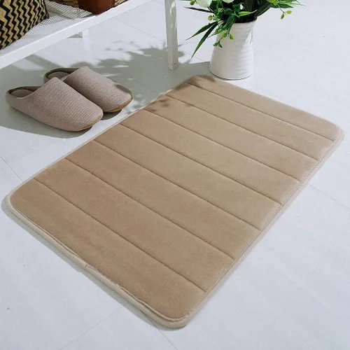 Miniatura 7 de Tapete de baño de espuma viscoelástica grueso, suave, absorbente, suave, antideslizante, lavable a máquina, tapete para decoración de habitación Azul